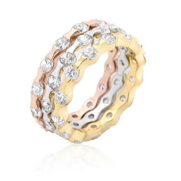 Tri Tone Ring 18 K Gold Engagement Ring Gift Box - Picture 2 of 4